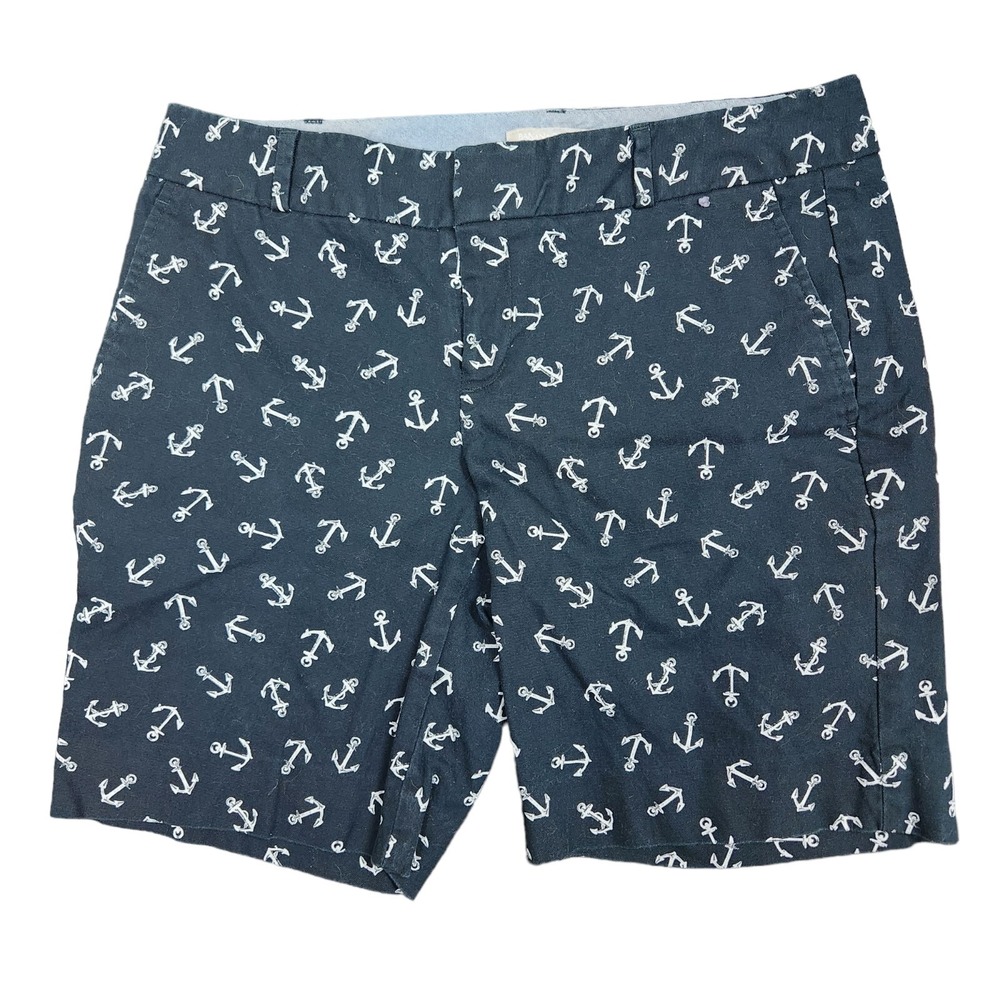 BANANA REPUBLIC Blue Anchor Pattern Nautical Mid-Rise Chino Shorts Womens 8P
